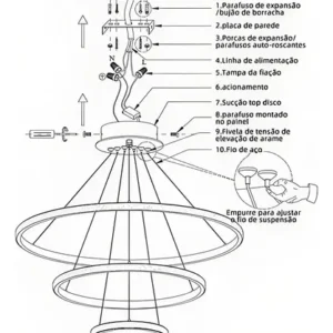 Lustre Led Sala Moderno 60w, 3 Arcos Pendente Luminária Teto - Imagem 11