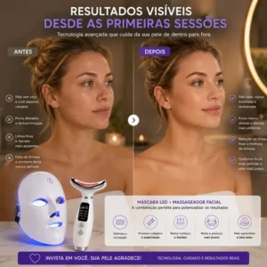 Kit Máscara Led Fototerapia 7 Cores + Massageador Facial Pro - Imagem 7