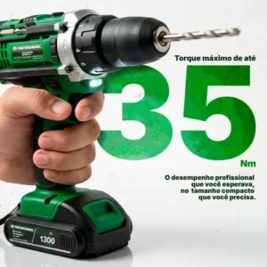 Parafusadeira Furadeira 21v 1300mah Com 2 Baterias Recarregável Sem Fio Maleta Completa Several Importados - Imagem 7