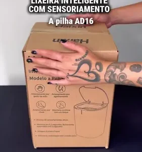 Lixeira Inteligente 16l Sensor Automático Tampa Touch Casa - Imagem 2