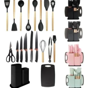 Kit 19 Utensílios Para Cozinha Com Tábua E Espátula Rosa - Imagem 8