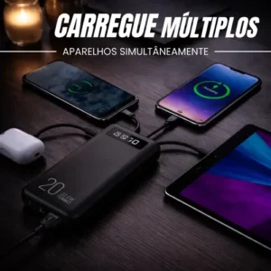 Power Bank 20000mah Carregador Portátil Turbo Rápido 22.5w Display Digital Preto - Imagem 5