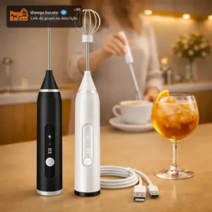 Mini Mixer Misturador De Bebidas Elétrico 2 Em 1 Portátil Recarregável Mexedor De Ovos Whey Leite Café Espuma Shake Drinks Capuccino Suco Comica - Imagem 1