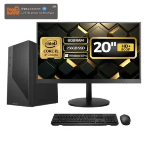 Computador Completo Top Intel Core i5 4570, 8GB RAM, SSD 256GB, Bivolt, Monitor 20" LED 75hz, Preto - BluePC CD2E-0110TO - Imagem 1