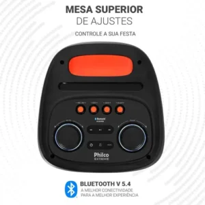 Caixa Som Philco Extreme 1200w Connection Tws Pcx6900 2 Mic Preto - Imagem 6