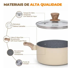 Conjunto Panelas Cerâmica Antiaderente Indução Gas 8 Peças - Imagem 8