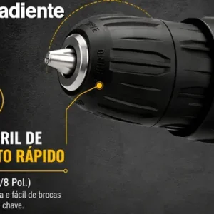 Parafusadeira Furadeira Sem Fio A Bateria 12V 3/8 Pol. 10mm Gradiente Profissional Com Maleta Brocas e Bits - Imagem 5