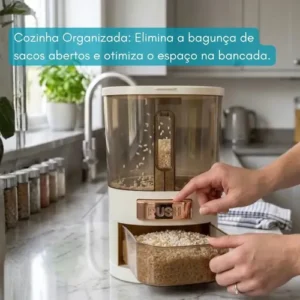 Dispenser De Alimentos 5kg Organizador De Grãos Arroz Cereais Temperos Porta Cereal De Cozinha Com Copo Medidor Pote Plastico Grande Para Armazenamento De Alimentos Pote Organizador Cozinha - Imagem 10