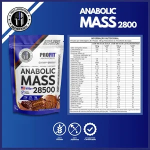 Hipercalórico Anabolic Mass 28500 3kg Profit Labs Sabor Chocolate - Imagem 3