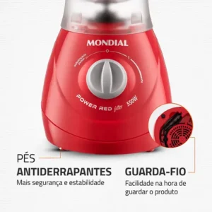Liquidificador Power Filter Mondial Vermelho 550W L-77 - Imagem 7
