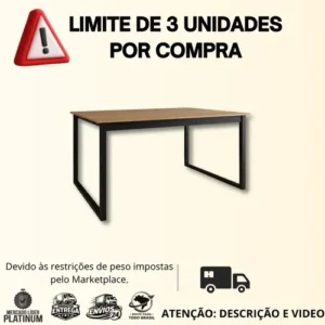 Mesa Escritório Industrial 150x60 Reforçado Ferro Homeoffice - Imagem 4