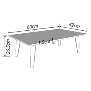 Mesa De Centro 80x42 Baixa Pé Palito Retangular Sala Retrô - Imagem 4
