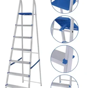 Escada Mor De 7 Degraus Mor Reforçada Tesoura Prateado - Imagem 2