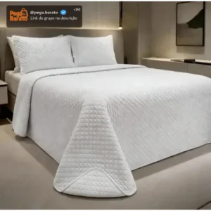 Colcha Cobre Leito Matelado Liso Queen 3 Peças - Imagem 1
