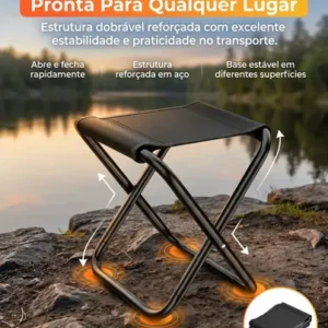 Mini Cadeira Dobrável Portátil Banco Pesca Camping Fila Resistente Banqueta Sólar - Imagem 7