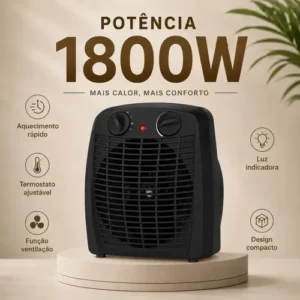 Aquecedor Elétrico 2 Em 1 Kian Preto 1800w Aq100 2 Níveis De Aquecimento + Ventilação - Imagem 5