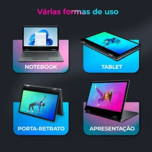 Notebook 2 em 1 Positivo Duo C8128E Intel Celeron N4500 Windows 11 Home 8GB RAM 128GB eMMC 11” LED HD IPS – Cinza - Imagem 4