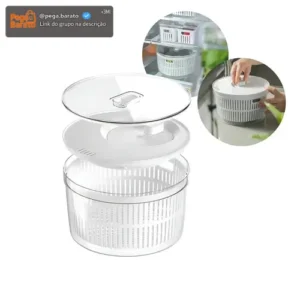 Conjunto Secador e Organizador De Salada De Geladeira Centrífuga Secador 5.5L - Imagem 1
