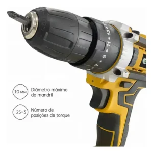 Ecosen Parafusadeira Furadeira Sem Fio 8Ah Bateria Duas Baterias Amarela 60hz - Imagem 8