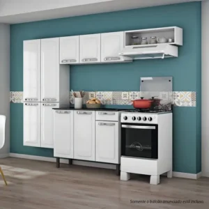 Balcão de Cozinha Itatiaia Aço 3 Portas 1 Gaveta Com Tampo de 105 CM Modelo Rose Branco Neve - Imagem 10