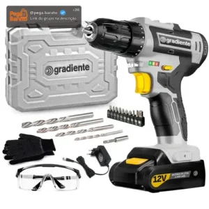 Parafusadeira Furadeira Sem Fio Gradiente Gpb12v-ac 3/8 12v Bivolt Para Madeira Metal Com Maleta E Acessórios - Imagem 1