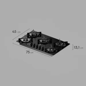 Cooktop 5 Bocas a Gás Electrolux Mesa de Vidro Efficient Grade de Aço Fosco (KE5GR) Bivolt - Imagem 4