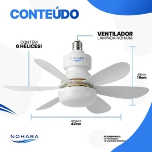 Ventilador De Teto 120w Controle Remoto Lâmpada E27 Luz Led Ajustável Bivolt Diâmetro 42 Cm 6 Pás 3 Velocidades Silêncioso Econômico Moderno Residencial Comercial Interno Externo Ventilação Ar Fresco - Imagem 6