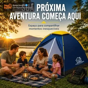 Barraca Camping Iglu para 4 Pessoas Azul Leve com Mosquiteiro Janela Estrutura Resistente em Poliéster Fácil Montagem Ideal para Camping Praia Trilhas Pesca e Lazer ao Ar Livre - Imagem 1