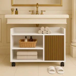 Organizador Gabinete Para Banheiro Lavabo Com Rodízio Gaveta - Imagem 4