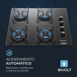 Cooktop a Gás, 4 Bocas, Mondial Bivolt CTG-01 - Imagem 5