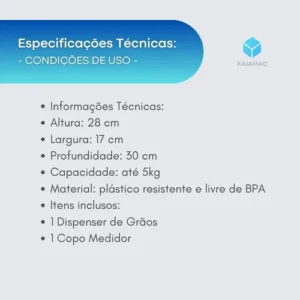 Dispenser De Alimentos 5kg Organizador De Grãos Arroz Cereais Temperos Porta Cereal De Cozinha Com Copo Medidor Pote Plastico Grande Para Armazenamento De Alimentos Pote Organizador Cozinha - Imagem 12