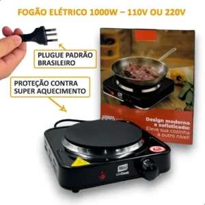 Fogão Elétrico de Mesa INMA 1 Boca para Viagem e Camping 1000W Preto - Imagem 10
