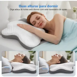 Travesseiro Nasa Cervical Ortopédico Coluna Inteligente Ergonômico Alivio Dores Sono Relax - Imagem 5