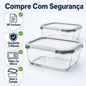 Pote Vidro Hermético Retangular Tampa 450ml Kit 5 Peças - Imagem 9