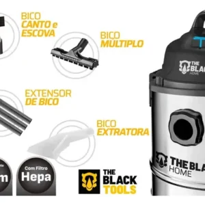 Aspirador De Pó E Água Inox Turbo 12 Litros 1200w Com Soprador E Bico Extratora Multiuso Tbac120 The Black Tools - Imagem 3