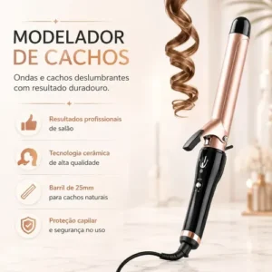 Modelador De Cachos Barril Babyliss Cerâmica Profissional Preto - Imagem 3