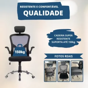 Cadeira De Escritório Até 150kg Executiva Presidente Office - Imagem 4