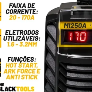 Maquina De Solda Eletrica Inversora Mma Tig Eletrodo 170a Mi250a The Black Tools - Imagem 5