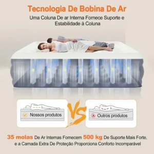Colchão Inflável Queen Nepul Duplo Com 2 Travesseiro Inflável NE-999 cor Cinza - Imagem 5