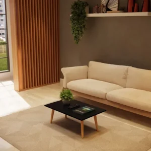 Mesa de centro retangular Inaugura Móveis apoio sala Classic Pés em Madeira cor preto - Imagem 5