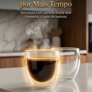 Copos Café Vidro Kit 6 Parede Dupla 90ml Borossilicato Transparente Expresso - Imagem 6