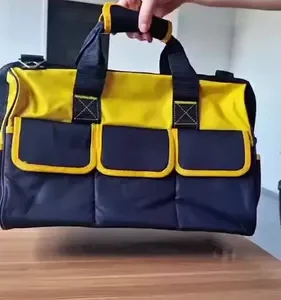 Bolsa Ferramentas Grande Reforçada Manutenção Eletricista Com Alça Amarela 16 Divisões Fundo Rígido - Imagem 2