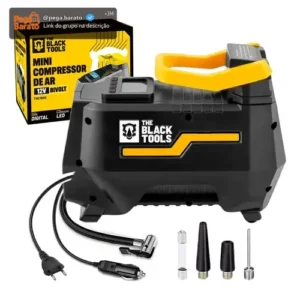 Compressor De Ar Elétrico Portátil 120w Encher Pneu Carro Moto Bicicleta Tcm100 The Black Tools - Imagem 1