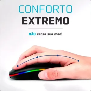 Mouse Sem Fio Recarregável Wireless Optico Led Rgb Ergonômico Sem Fio Para Pc Desktop Notebook Tablet Smartphone Homeroarte Preto - Imagem 7