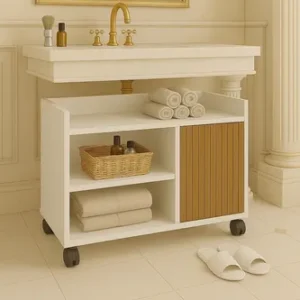 Organizador Gabinete Para Banheiro Lavabo Com Rodízio Gaveta - Imagem 6