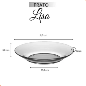 Jogo De Pratos Fundos Cedar Glass Kit 12 Pratos Em Vidro Almoço E Jantar - Imagem 3
