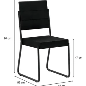 Conjunto Sala De Jantar Carraro Com Mesa E 6 Cadeiras Preto Fenix Carraro - Imagem 4