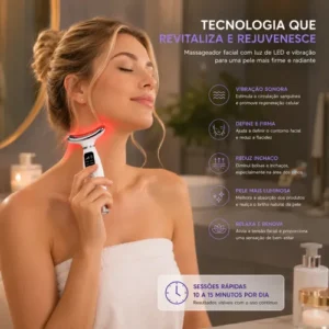 Kit Máscara Led Fototerapia 7 Cores + Massageador Facial Pro - Imagem 6