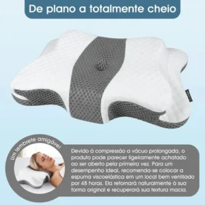 Travesseiro Nasa Cervical Ortopédico Coluna Inteligente Ergonômico Alivio Dores Sono Relax - Imagem 8