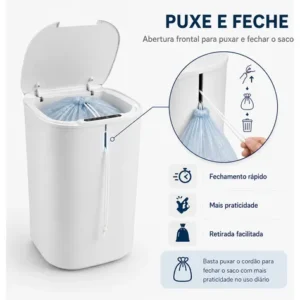 Lixeira Inteligente 16l Sensor Automático Tampa Touch Casa - Imagem 6